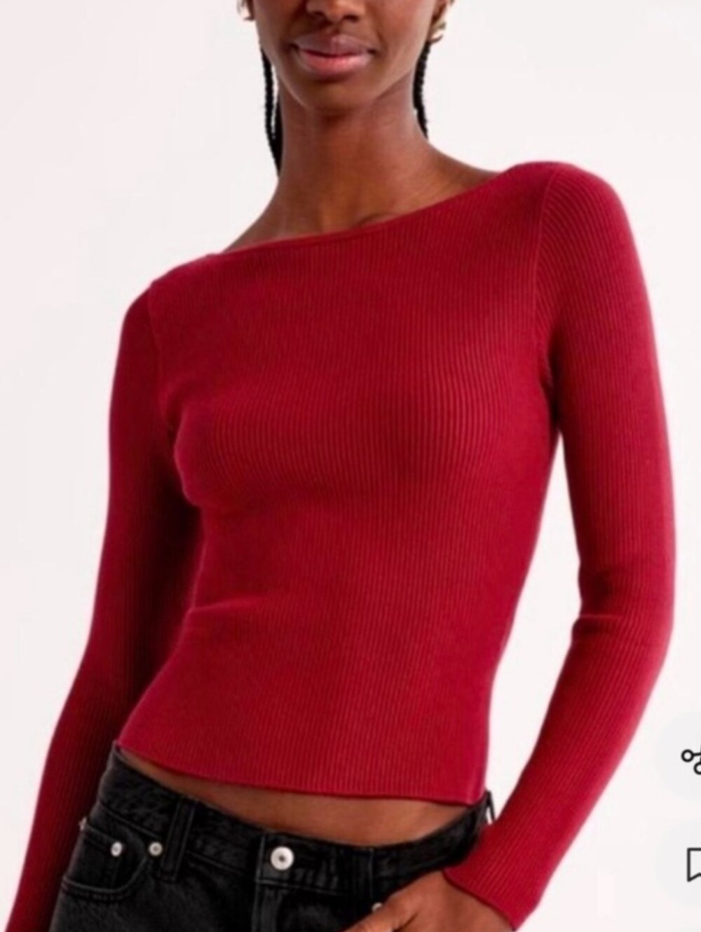ABERCROMBIE red ribbed long sleeve sweater sz M